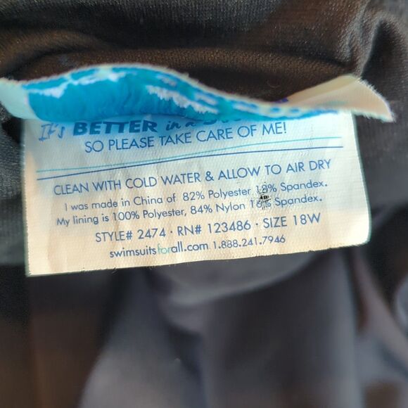 Swimsuitsforall Aquabelle One Piece Swimsuit Womens 18W Black Slimming Padded - Picture 6 of 6